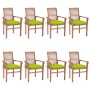 Solid teak dining chairs, set of 8, with bright green cushions. by vidaXL, Garden chairs - Ref: Foro24-3072999, Price: 776,99...