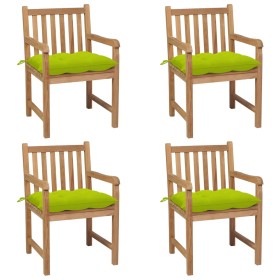 Garden chairs 4 pcs teak wood with bright green cushions by vidaXL, Garden chairs - Ref: Foro24-3073030, Price: 517,99 €, Dis...