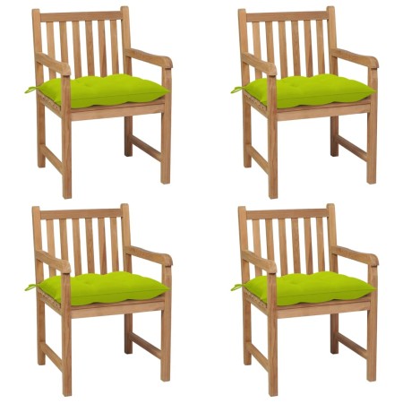 Garden chairs 4 pcs teak wood with bright green cushions by vidaXL, Garden chairs - Ref: Foro24-3073030, Price: 551,30 €, Dis...