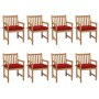 Garden chairs 8 units solid teak wood with red cushions by vidaXL, Garden chairs - Ref: Foro24-3073079, Price: 1,00 €, Discou...