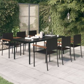 Juego de comedor para jardín 7 piezas negro de vidaXL, Conjuntos de jardín - Ref: Foro24-3099417, Precio: 527,99 €, Descuento: %