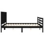 Estructura cama de matrimonio con cabecero madera maciza negro de vidaXL, Camas y somieres - Ref: Foro24-3194330, Precio: 179...