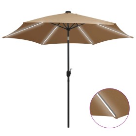 Regenschirm mit LED-Leuchten und taupegrauer Aluminiumstange 300 cm von vidaXL, Sonnenschirme - Ref: Foro24-47363, Preis: 105...