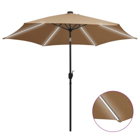 Umbrella with LED lights and a 300 cm gray taupe aluminum pole by vidaXL, Umbrellas - Ref: Foro24-47363, Price: 105,00 €, Dis...