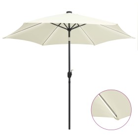 Umbrella with LED lights and white sand aluminum pole 300 cm by vidaXL, Umbrellas - Ref: Foro24-47361, Price: 102,85 €, Disco...