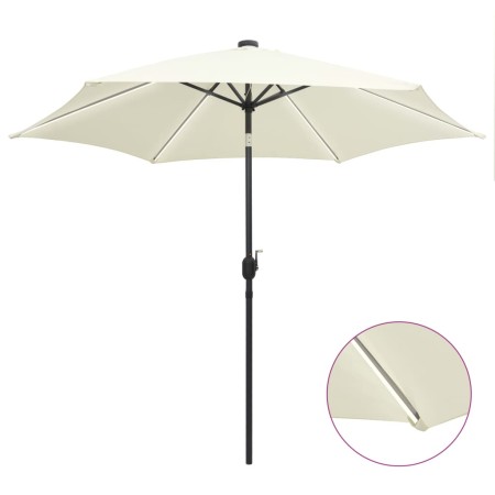 Umbrella with LED lights and white sand aluminum pole 300 cm by vidaXL, Umbrellas - Ref: Foro24-47361, Price: 102,77 €, Disco...