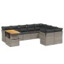 Garden sofa set 10 pieces with gray synthetic rattan cushions by vidaXL, Garden sets - Ref: Foro24-3271018, Price: 659,27 €, ...