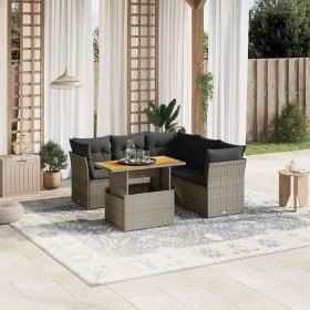 Garden sofa set with 5-piece synthetic rattan gray cushions by vidaXL, Garden sets - Ref: Foro24-3270829, Price: 415,99 €, Di...