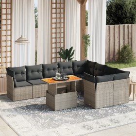 Garden sofa set 10 pieces with gray synthetic rattan cushions by vidaXL, Garden sets - Ref: Foro24-3271011, Price: 673,28 €, ...