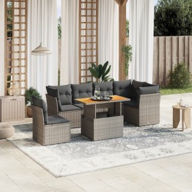 7-teilige Gartensofagarnitur mit grauen PE-Rattankissen von vidaXL, Gartensets - Ref: Foro24-3270857, Preis: 506,29 €, Rabatt: %