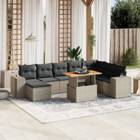 Garden furniture set 9 pieces and gray synthetic rattan cushions by vidaXL, Garden sets - Ref: Foro24-3272775, Price: 631,31 ...