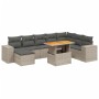 Set de muebles de jardín 9 pzas y cojines ratán sintético gris de vidaXL, Conjuntos de jardín - Ref: Foro24-3272775, Precio: ...