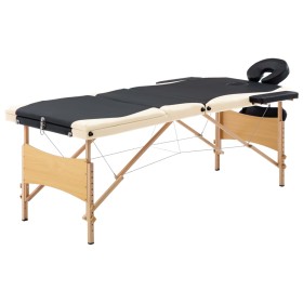 Folding massage table 3 zones black and beige wood by vidaXL, massage tables - Ref: Foro24-110213, Price: 140,99 €, Discount: %