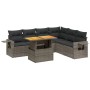 Set de sofás de jardín 7 piezas con cojines ratán PE gris de vidaXL, Conjuntos de jardín - Ref: Foro24-3271774, Precio: 517,2...