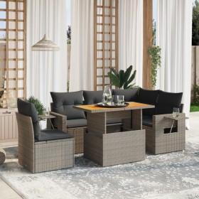 Set mit 6 Gartenmöbeln und Kissen synthetisches Rattangrau von vidaXL, Gartensets - Ref: Foro24-3271760, Preis: 440,99 €, Rab...