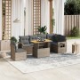 7-piece garden sofa set with gray PE rattan cushions by vidaXL, Garden sets - Ref: Foro24-3271781, Price: 503,38 €, Discount: %