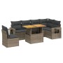 7-piece garden sofa set with gray PE rattan cushions by vidaXL, Garden sets - Ref: Foro24-3271781, Price: 503,38 €, Discount: %