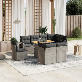 Garden furniture set 9 pieces and gray synthetic rattan cushions by vidaXL, Garden sets - Ref: Foro24-3271851, Price: 698,55 ...