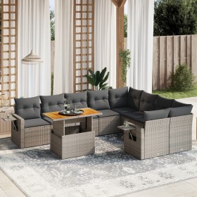 Garden sofa set 10 pieces with gray synthetic rattan cushions by vidaXL, Garden sets - Ref: Foro24-3271914, Price: 715,76 €, ...