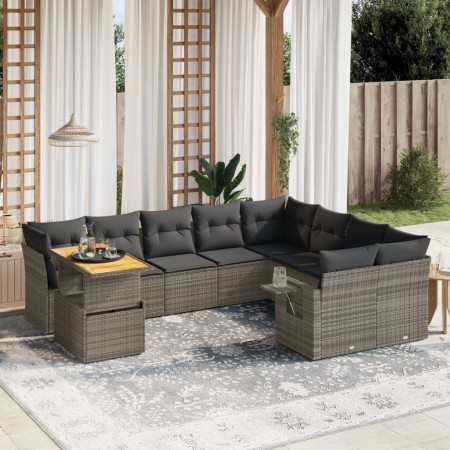 Garden sofa set 10 pieces with gray synthetic rattan cushions by vidaXL, Garden sets - Ref: Foro24-3271921, Price: 679,99 €, ...