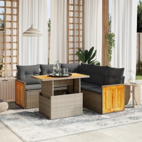 Garden sofa set with 6-piece synthetic rattan beige cushions by vidaXL, Garden sets - Ref: Foro24-3273958, Price: 460,13 €, D...