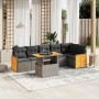 7-piece garden sofa set with gray PE rattan cushions by vidaXL, Garden sets - Ref: Foro24-3273972, Price: 524,45 €, Discount: %