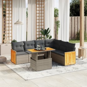 7-piece garden sofa set with gray PE rattan cushions by vidaXL, Garden sets - Ref: Foro24-3273979, Price: 533,17 €, Discount: %