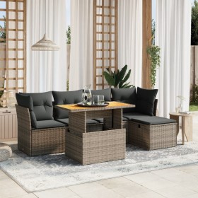 6-piece garden furniture set with gray synthetic rattan cushions by vidaXL, Garden sets - Ref: Foro24-3275468, Price: 398,99 ...