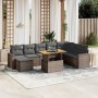 Garden furniture set 9 pieces and gray synthetic rattan cushions by vidaXL, Garden sets - Ref: Foro24-3275629, Price: 639,01 ...