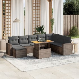 Garden furniture set 9 pieces and gray synthetic rattan cushions by vidaXL, Garden sets - Ref: Foro24-3275629, Price: 650,46 ...