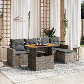 Set mit 6 Gartenmöbeln und Kissen synthetisches Rattangrau von vidaXL, Gartensets - Ref: Foro24-3275587, Preis: 428,35 €, Rab...