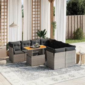 9-piece garden furniture set and gray synthetic rattan cushions by vidaXL, Garden sets - Ref: Foro24-3270724, Price: 625,28 €...