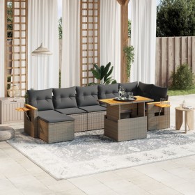 8-teiliges Gartensofa-Set und graue synthetische Rattankissen von vidaXL, Gartensets - Ref: Foro24-3273629, Preis: 546,99 €, ...