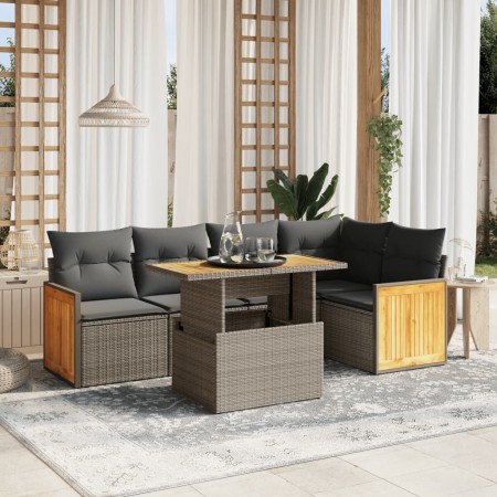 Gartensofa-Set mit Kissen, 6-teilig, beiges synthetisches Rattan von vidaXL, Gartensets - Ref: Foro24-3273951, Preis: 460,13 ...