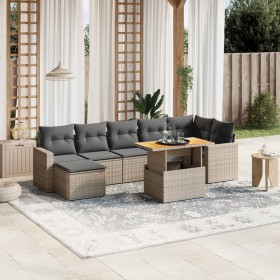 8-teiliges Gartensofa-Set und graue synthetische Rattankissen von vidaXL, Gartensets - Ref: Foro24-3271424, Preis: 566,21 €, ...