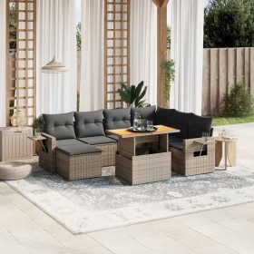 8-teiliges Gartensofa-Set und graue synthetische Rattankissen von vidaXL, Gartensets - Ref: Foro24-3271872, Preis: 577,97 €, ...