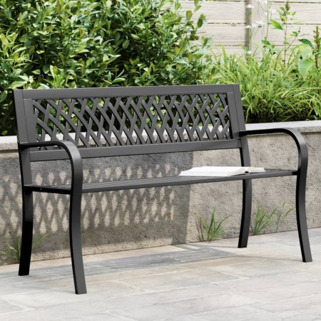 Banco de jardín acero negro 120 cm de vidaXL, Bancos de jardín - Ref: Foro24-366541, Precio: 96,99 €, Descuento: %