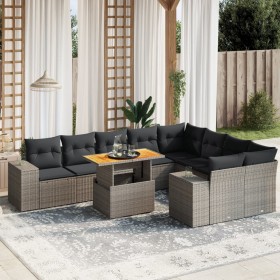 10-teiliges Gartensofa-Set mit grauen synthetischen Rattankissen von vidaXL, Gartensets - Ref: Foro24-3272796, Preis: 709,01 ...