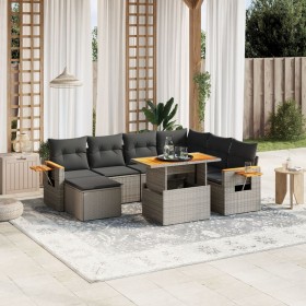 8-teiliges Gartensofa-Set und graue synthetische Rattankissen von vidaXL, Gartensets - Ref: Foro24-3273636, Preis: 578,67 €, ...