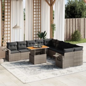 11-teilige Gartensofagarnitur und graue synthetische Rattankissen von vidaXL, Gartensets - Ref: Foro24-3271949, Preis: 758,37...