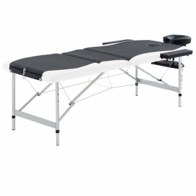 Klappbare Massageliege 3 Zonen aus schwarzem und weißem Aluminium von vidaXL, Massageliegen - Ref: Foro24-110236, Preis: 162,...