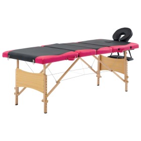 Klappbare Massageliege 4 Zonen aus schwarzem und rosa Holz von vidaXL, Massageliegen - Ref: Foro24-110224, Preis: 211,99 €, R...