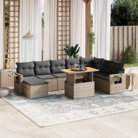 9-teiliges Gartenmöbel-Set und graue synthetische Rattankissen von vidaXL, Gartensets - Ref: Foro24-3271893, Preis: 611,99 €,...