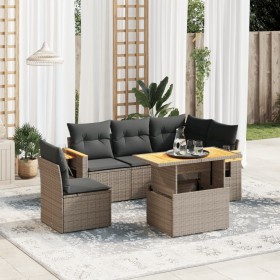 6-teiliges Gartenmöbel-Set und graue synthetische Rattankissen von vidaXL, Gartensets - Ref: Foro24-3273524, Preis: 457,53 €,...