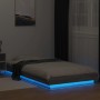 Sonoma gray wood bed frame with LED lights 75x190 cm by vidaXL, Beds and slatted bases - Ref: Foro24-3281159, Price: 138,99 €...