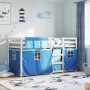 Bunk bed with curtains solid blue pine wood 90x190 cm by vidaXL, Beds and slatted bases - Ref: Foro24-3283908, Price: 201,79 ...