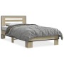 Estructura cama madera ingeniería metal roble Sonoma 100x200 cm de vidaXL, Camas y somieres - Ref: Foro24-845648, Precio: 99,...