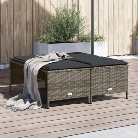 Gartenhocker mit Kissen 4 Stück graues synthetisches Rattan von vidaXL, Hocker für den Außenbereich - Ref: Foro24-368364, Pre...