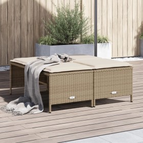 Gartenhocker mit Kissen 4 Stück beiges synthetisches Rattan von vidaXL, Hocker für den Außenbereich - Ref: Foro24-368366, Pre...