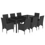 Set comedor jardín 9 pzas cojines ratán sintético vidrio negro de vidaXL, Conjuntos de jardín - Ref: Foro24-3278548, Precio: ...